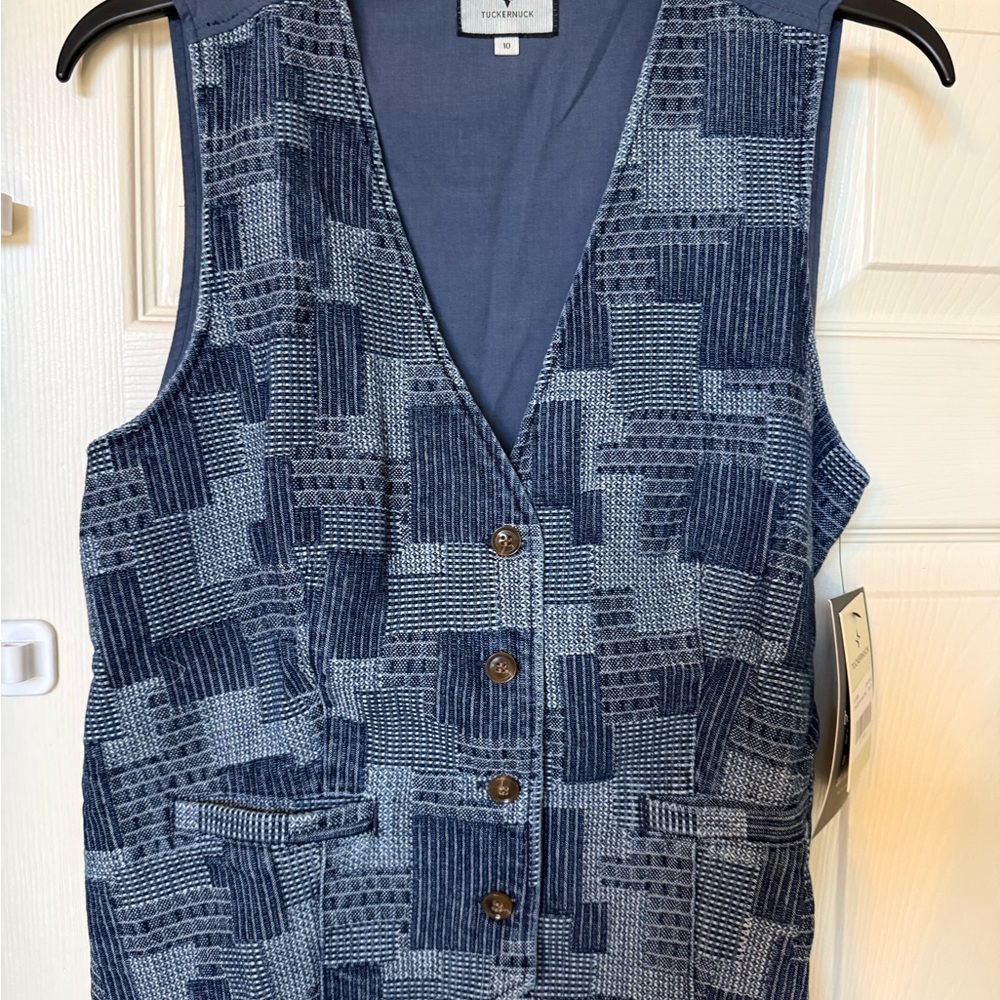 Tuckernuck denim patchwork Button-Up Vest NWT - image 1